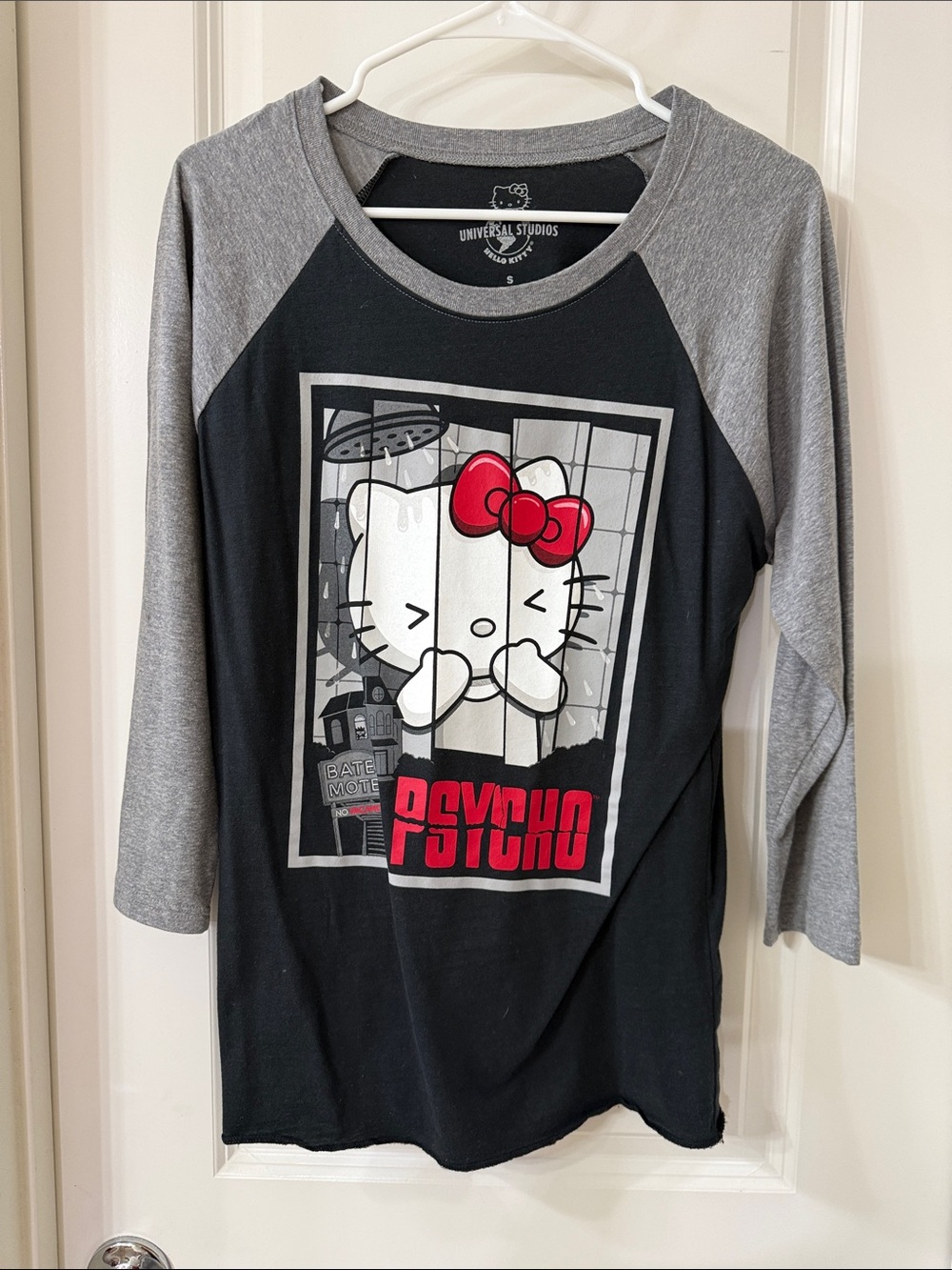 Universal Hello Kitty Black & Gray Raglan Tee with Red Accent
